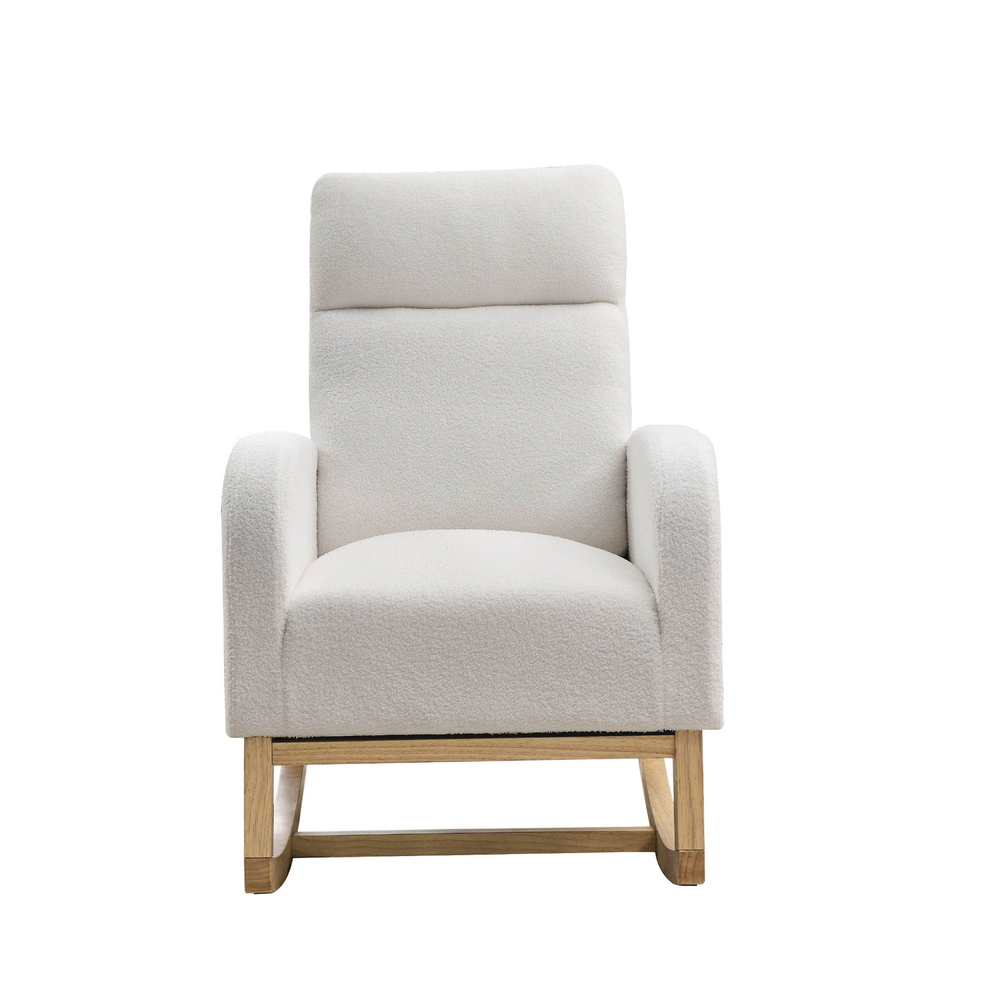 27.6"W Modern Accent High Backrest Living Room Lounge Arm Rocking Chair, Two Side Pocket ,Teddy White (Ivory)