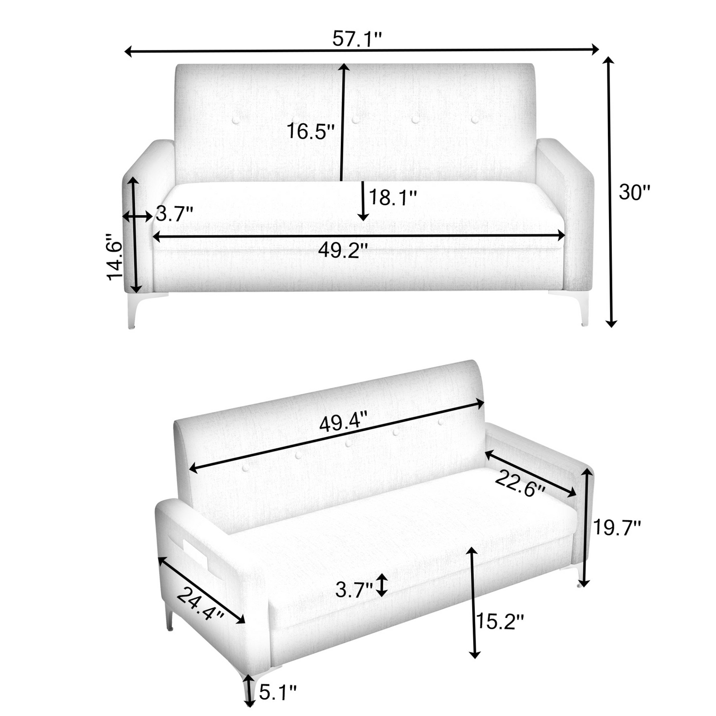 Multi-functional storage comfortable double sofa,Suitable for living room, apartment, home office