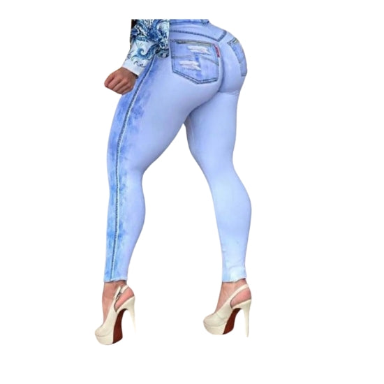 Ice Wash Denim Leggings - One Size (Fits 0-12 US)