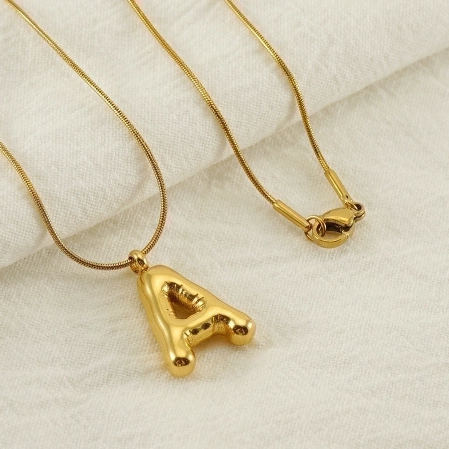 Stainless Steel 18K Gold Plated Casual Classic Style Polishing Plating Letter Titanium Steel Pendant Necklace