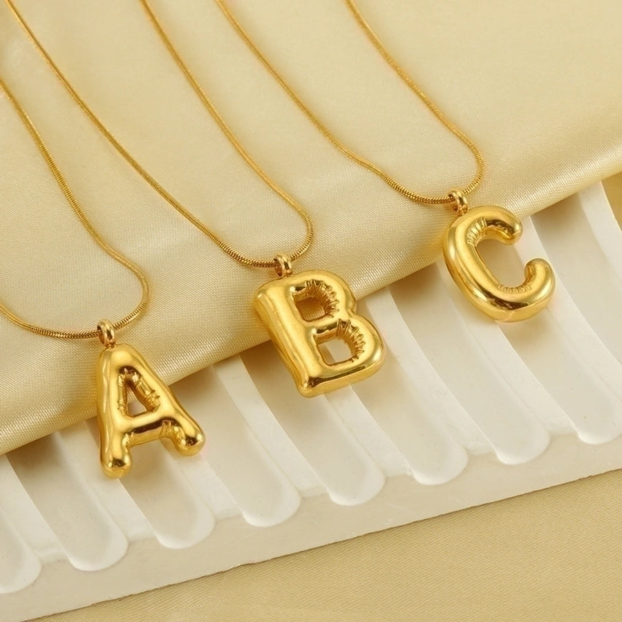 Stainless Steel 18K Gold Plated Casual Classic Style Polishing Plating Letter Titanium Steel Pendant Necklace