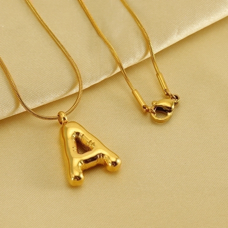 Stainless Steel 18K Gold Plated Casual Classic Style Polishing Plating Letter Titanium Steel Pendant Necklace