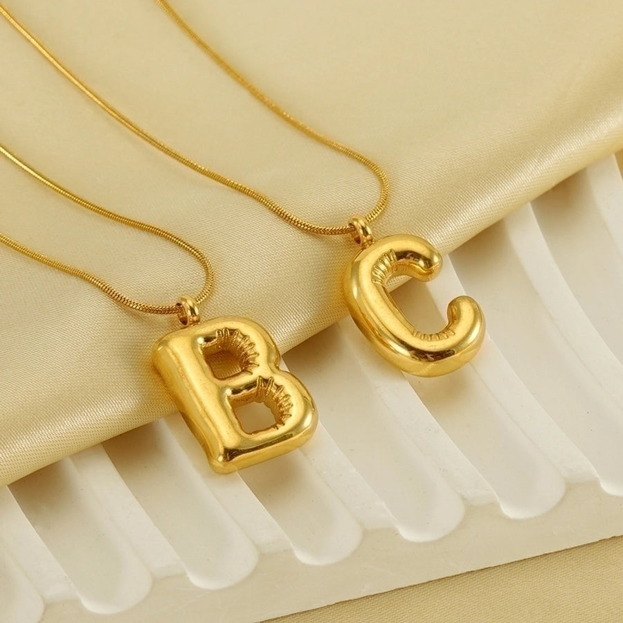 Stainless Steel 18K Gold Plated Casual Classic Style Polishing Plating Letter Titanium Steel Pendant Necklace