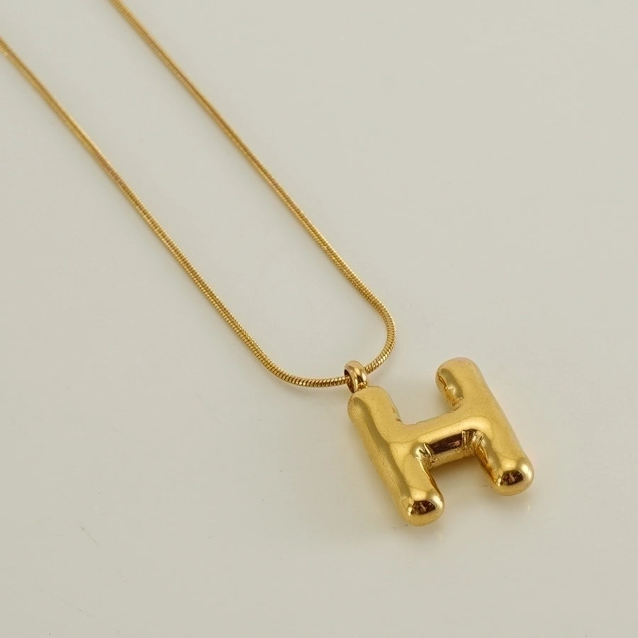 Stainless Steel 18K Gold Plated Casual Classic Style Polishing Plating Letter Titanium Steel Pendant Necklace