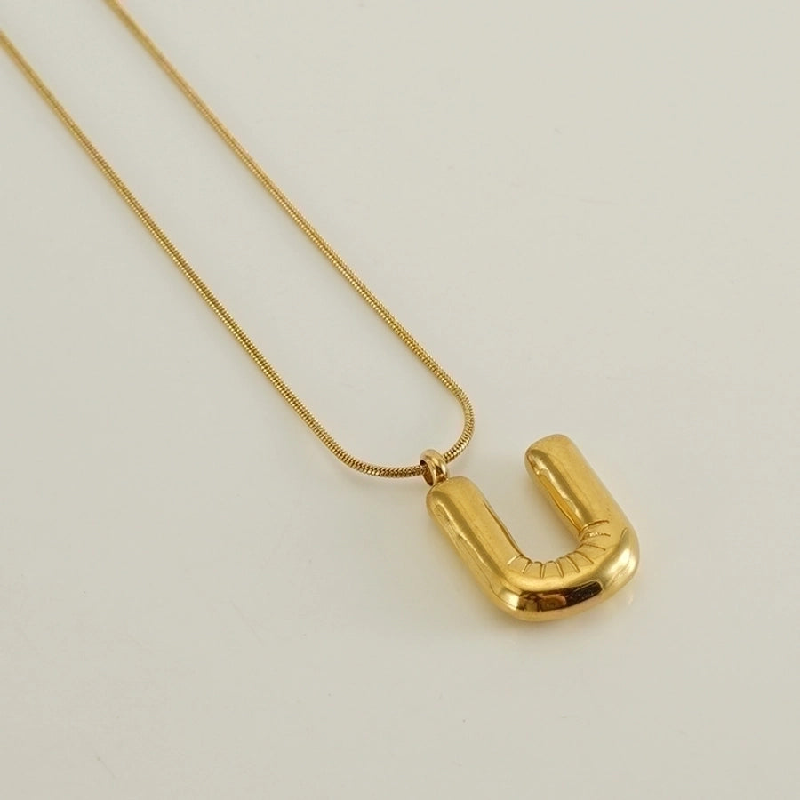 Stainless Steel 18K Gold Plated Casual Classic Style Polishing Plating Letter Titanium Steel Pendant Necklace