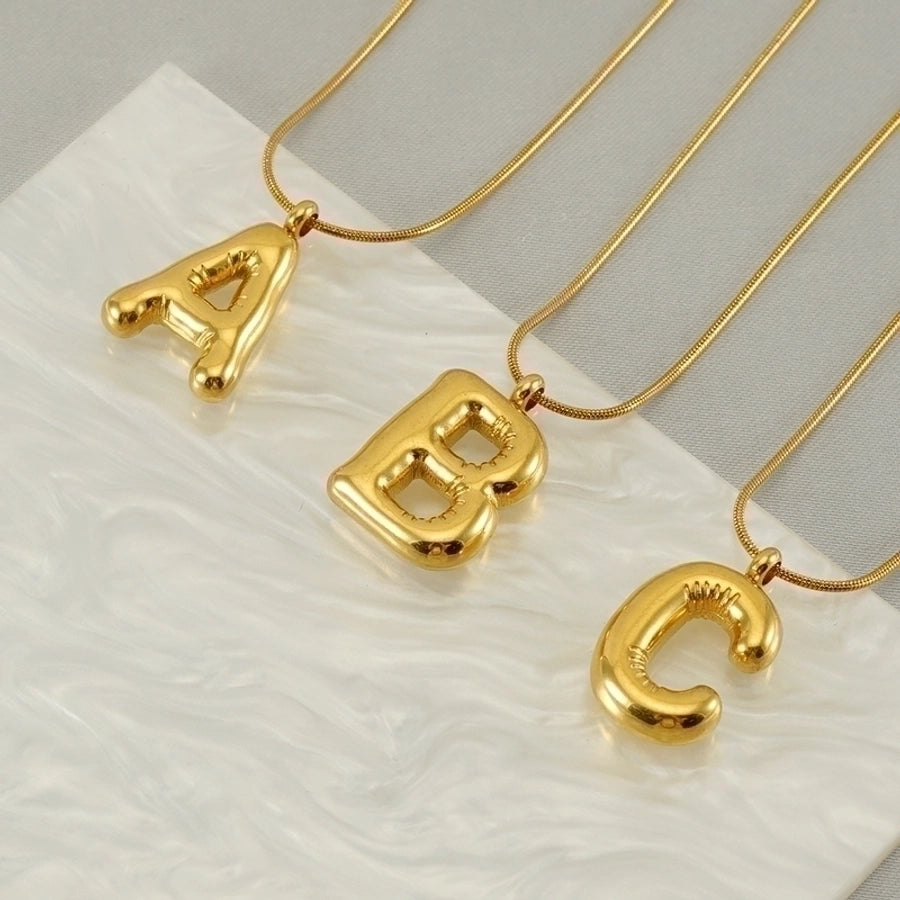 Stainless Steel 18K Gold Plated Casual Classic Style Polishing Plating Letter Titanium Steel Pendant Necklace