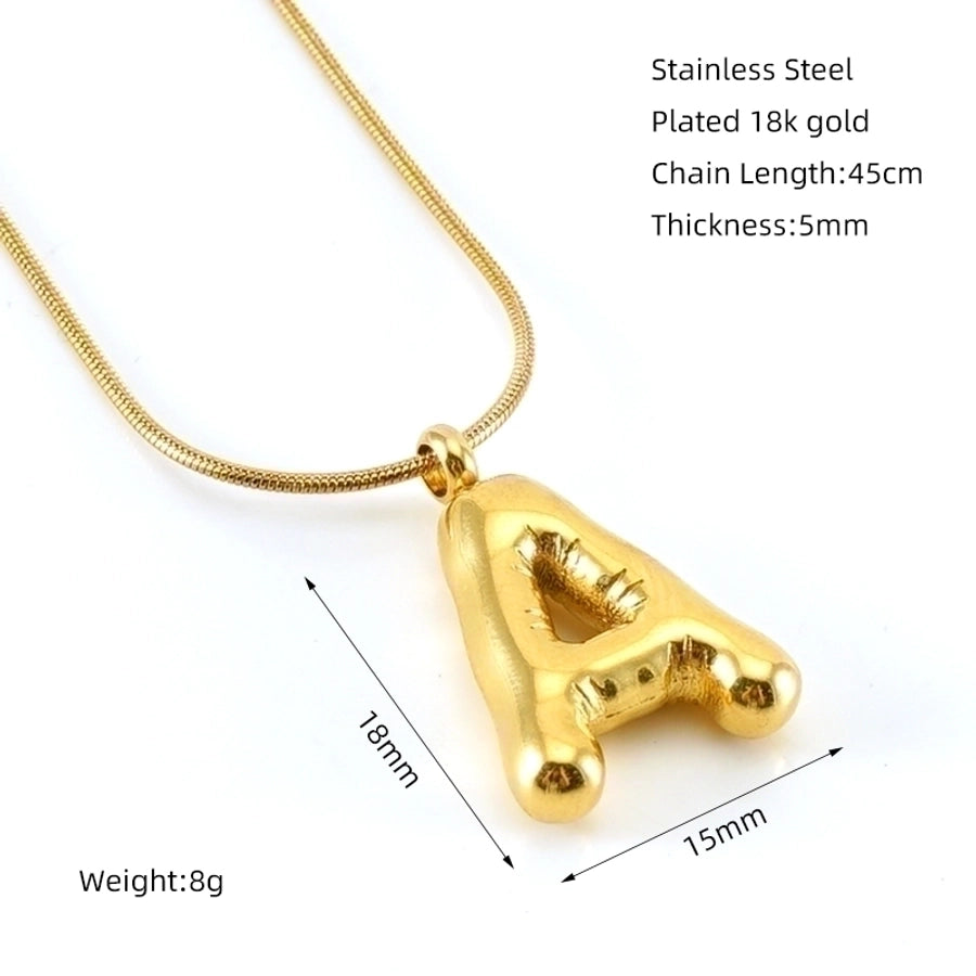 Stainless Steel 18K Gold Plated Casual Classic Style Polishing Plating Letter Titanium Steel Pendant Necklace