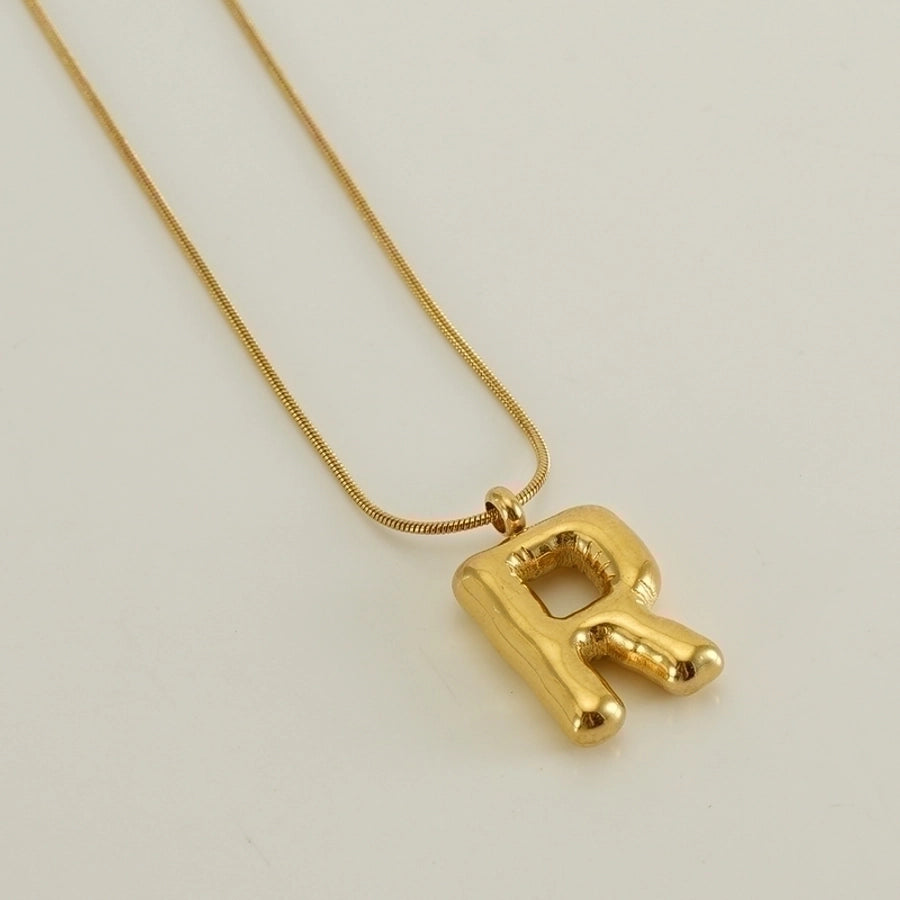 Stainless Steel 18K Gold Plated Casual Classic Style Polishing Plating Letter Titanium Steel Pendant Necklace