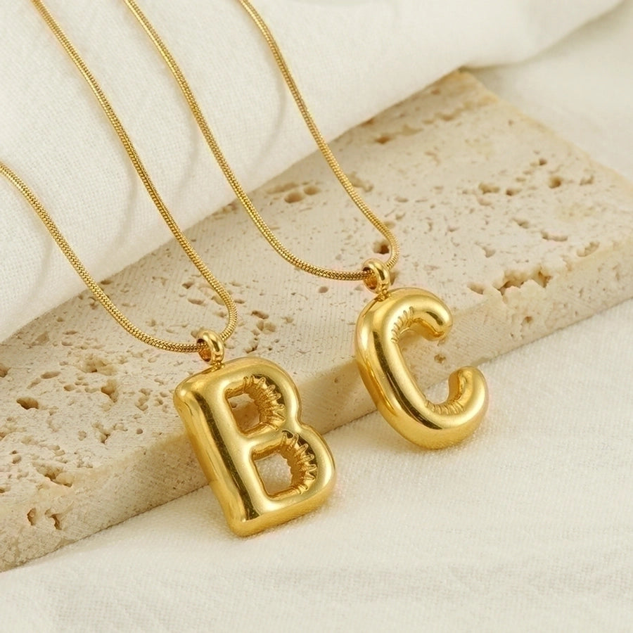 Stainless Steel 18K Gold Plated Casual Classic Style Polishing Plating Letter Titanium Steel Pendant Necklace