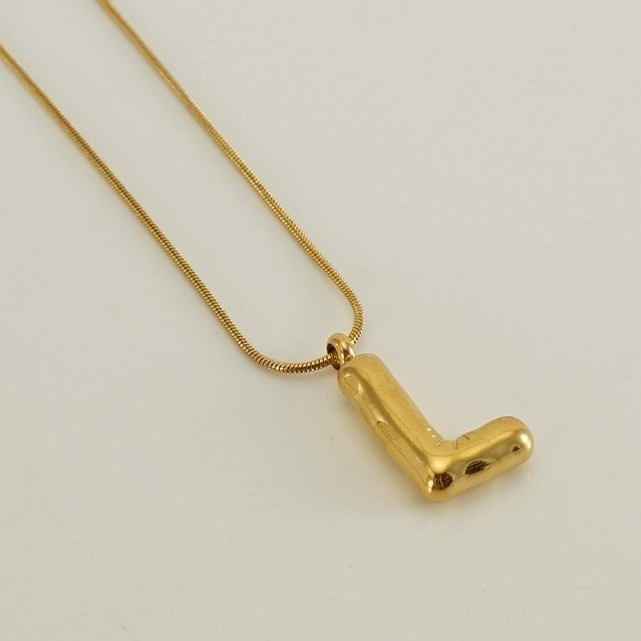 Stainless Steel 18K Gold Plated Casual Classic Style Polishing Plating Letter Titanium Steel Pendant Necklace